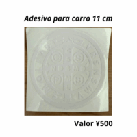 Adesivo carro medalha São Bento branco 11 cm