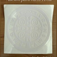 Adesivo medalha São Bento branco 14 cm