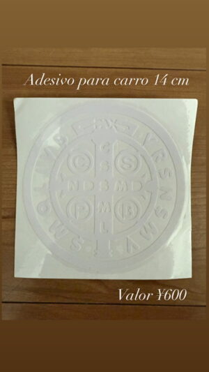 Adesivo medalha São Bento branco 14 cm