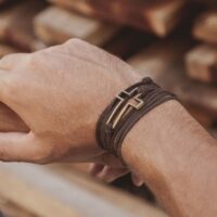 Pulseira de couro masculina