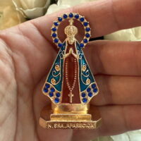 Nossa Senhora para carro coroa azul