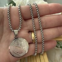 Cordão Medalha São Bento aço inoxidável