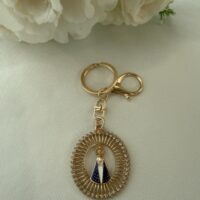 Chaveiro dourado N S Aparecida - oval