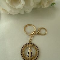 Chaveiro dourado N S Aparecida - redondo