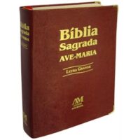 Bíblia letra grande capa couro marrom