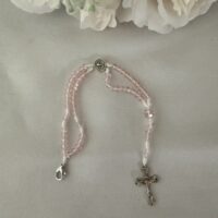Terço pulseira cristal rosa