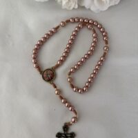 Terço rosa salmão N S de Guadalupe